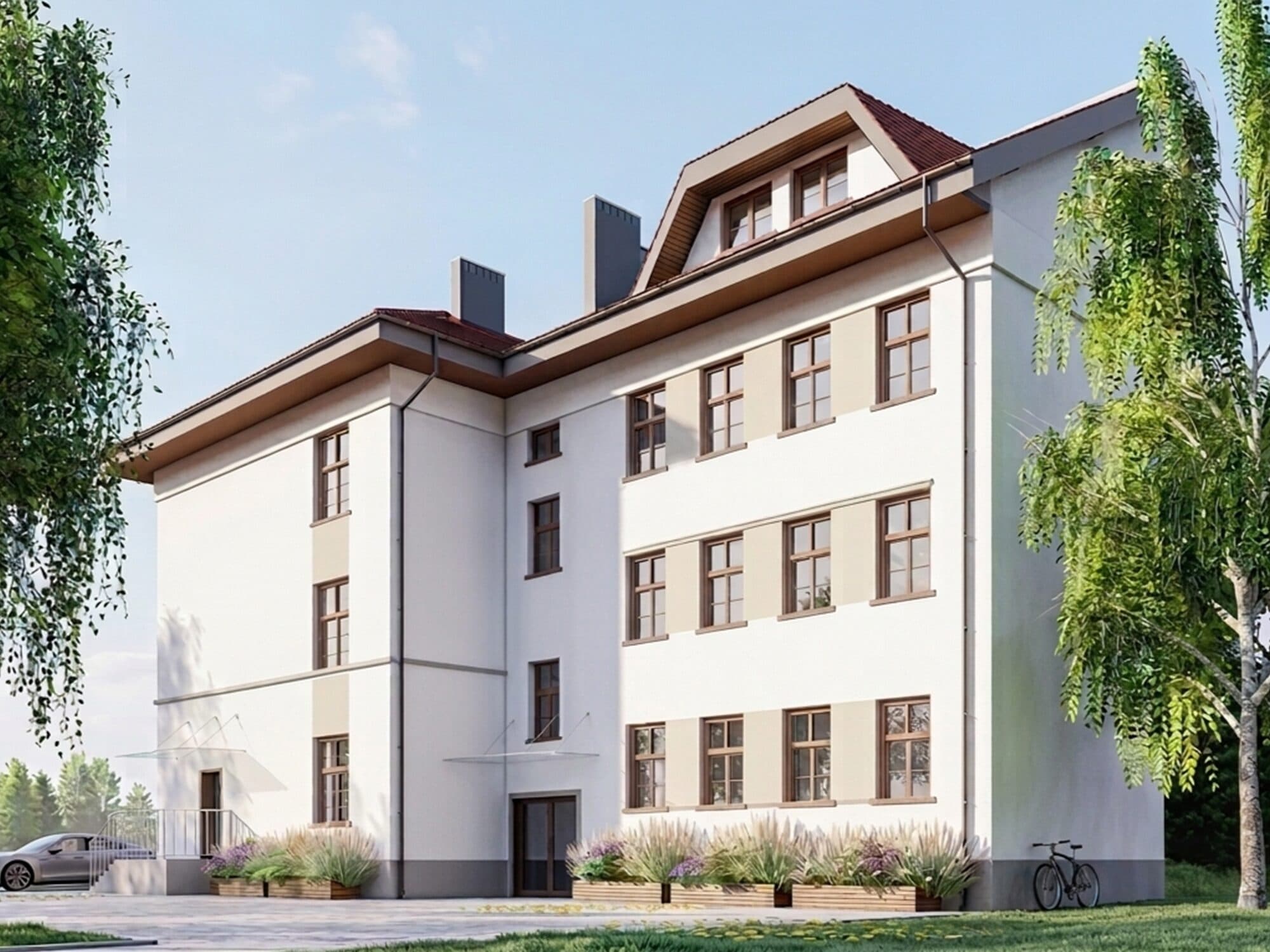 Hostel w Pyskowicach — wizualizacja elewacji tylnej